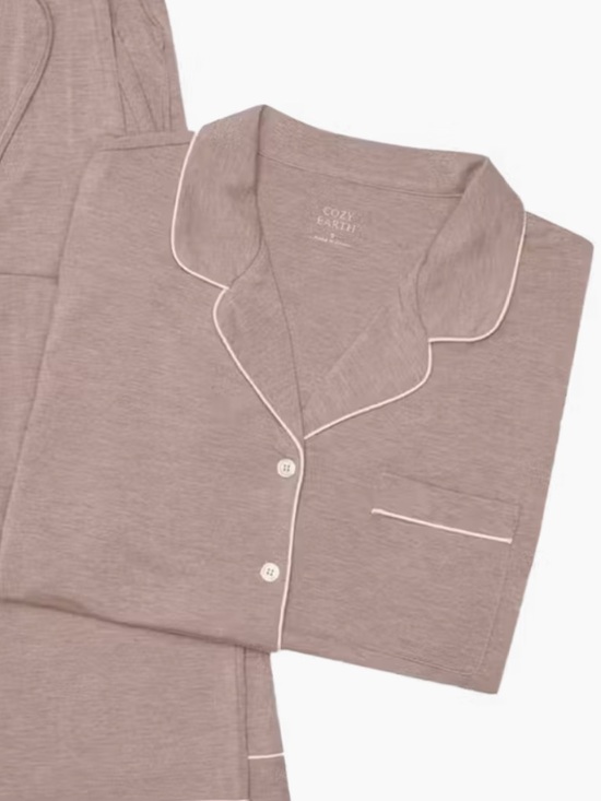 cozy earth Other - Cozy Earth Women's Bamboo Stretch Knit Classic Long Sleeve Pajama Top Walnut